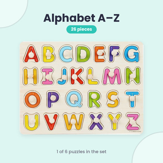 Wooden Peg Puzzles for Toddlers — Learn Letters, Numbers & More!